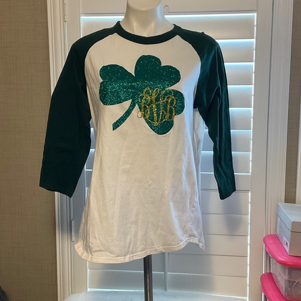 Sport-TeK WomenShamrock Long Sleeve Tee - Green & White